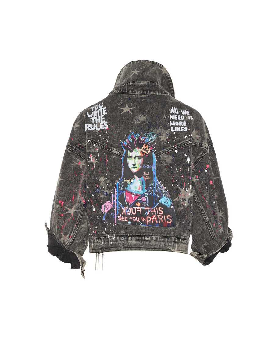 Denim jacket stars monalisa punk