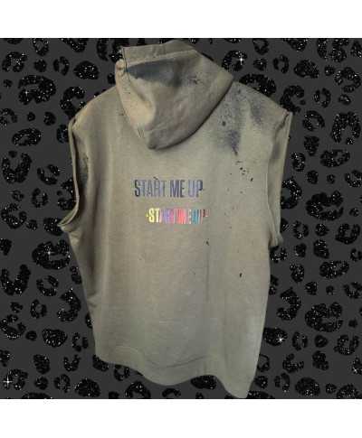 Unisex Sleeveless Hoodie Smokin' Artwork khaki
